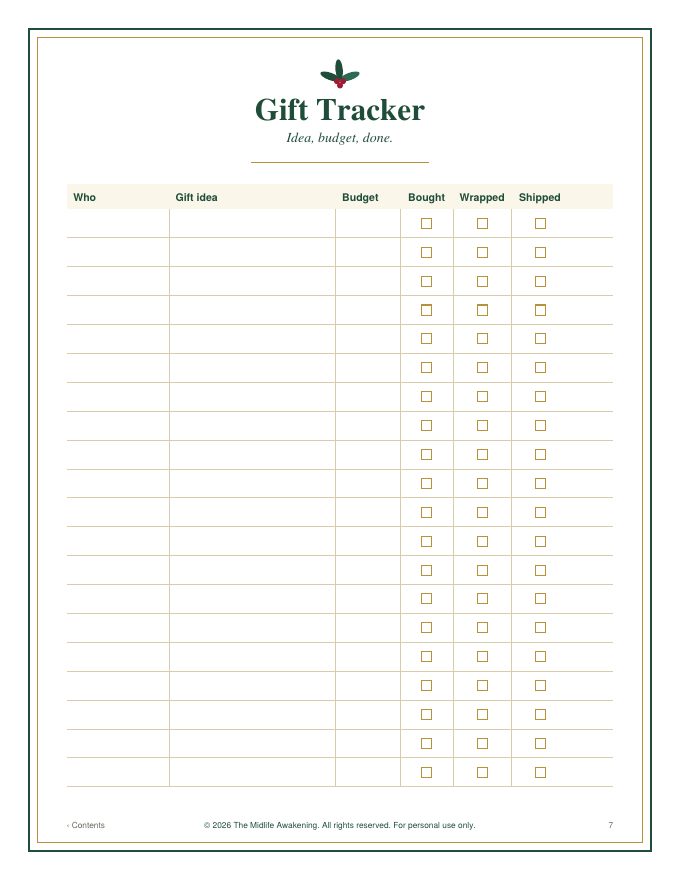 Gift tracker page
